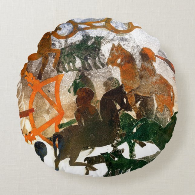 Pictish Erbe Rundes Kissen (Vorderseite)