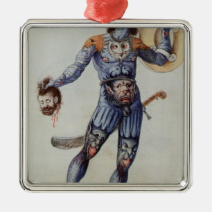 Pictish Mann, der einen menschlichen Kopf hält Silbernes Ornament