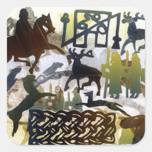 Pictish Symbole und Schnüren Quadratischer Aufkleber (Vorderseite)