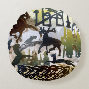 Pictish Symbole und Schnüren Rundes Kissen