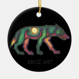 Pictish Wolf Sun Keramik Ornament