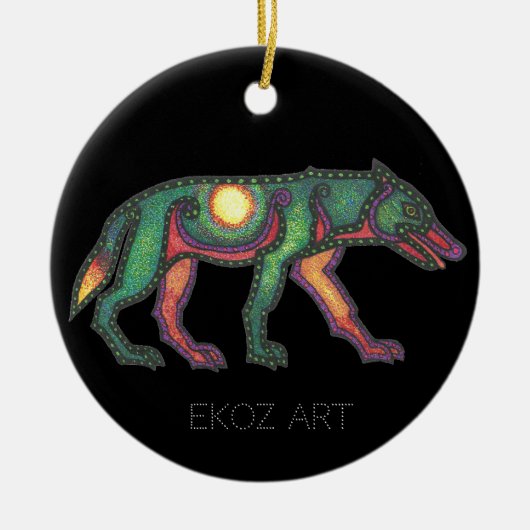 Pictish Wolf Sun Keramik Ornament (Vorne)