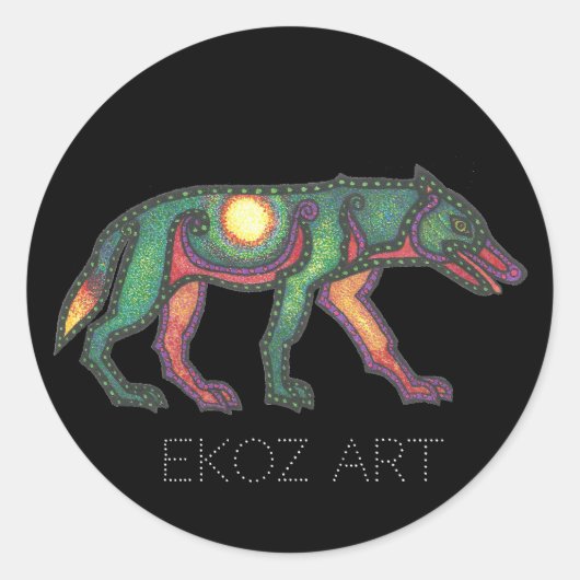 Pictish Wolf Sun Runder Aufkleber (Vorderseite)