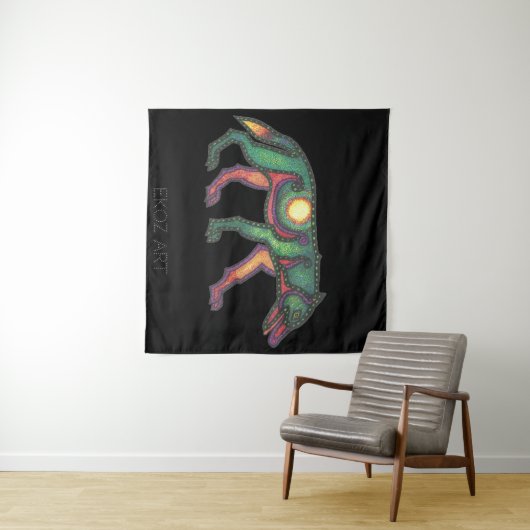 Pictish Wolf Sun Wandteppich (Beispiel (Horizontal))