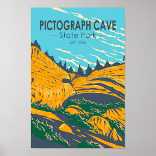 Pictograph Cave Staat Park Montana Vintag Poster