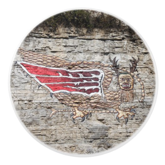 Pictograph Piasa Bird Foto Keramikknauf (Vorderseite)