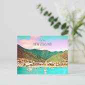 Picton Harbour New Zealand Reise Postkarte (Stehend Vorderseite)
