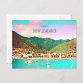Picton Harbour New Zealand Reise Postkarte (Vorne/Hinten)