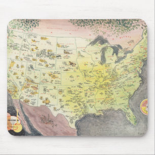 Pictorial Map of America - Cartoon Skizzen Mousepad