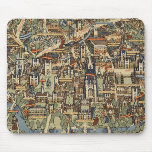 Pictorial Map of Cambridge, England Mousepad