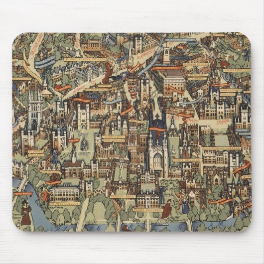 Pictorial Map of Cambridge, England Mousepad (Vorne)