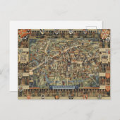 Pictorial Map of Cambridge, England Postkarte (Vorne/Hinten)