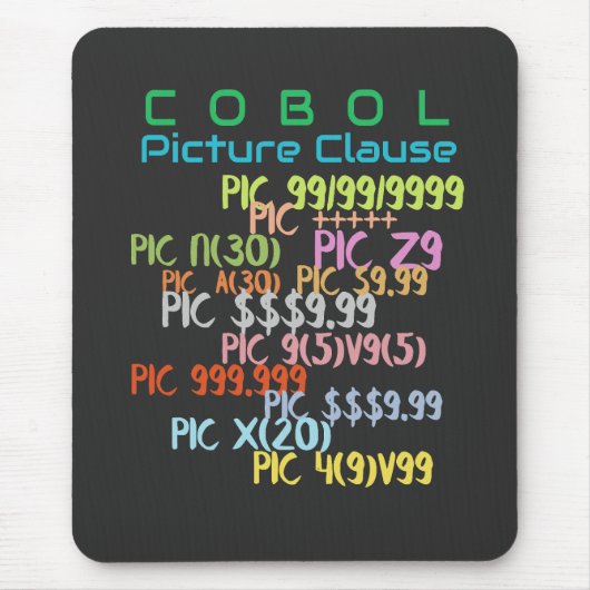 Picture Clause in Cobol Programming  Mousepad (Vorne)