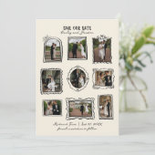 Picture Frames Hand Drawn Save The Date Card (Stehend Vorderseite)