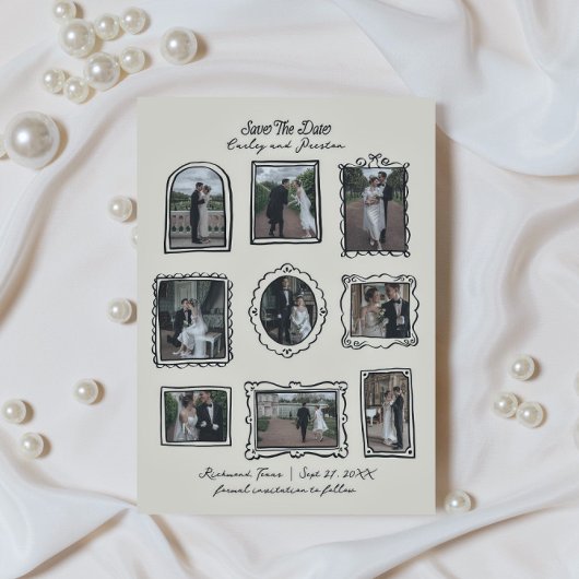 Picture Frames Hand Drawn Save The Date Card