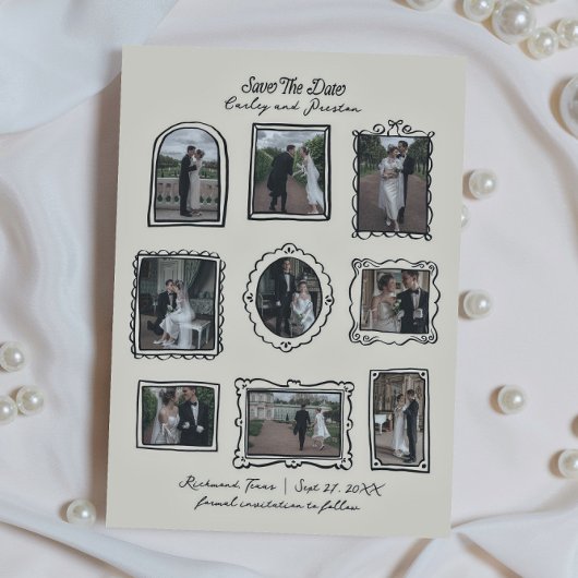 Picture Frames Hand Drawn Save The Date Card