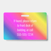 Picture ID Bright Neon Modern Rainbow Business Ausweis (Rückseite)