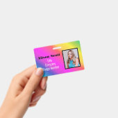 Picture ID Bright Neon Modern Rainbow Business Ausweis (Handheld)