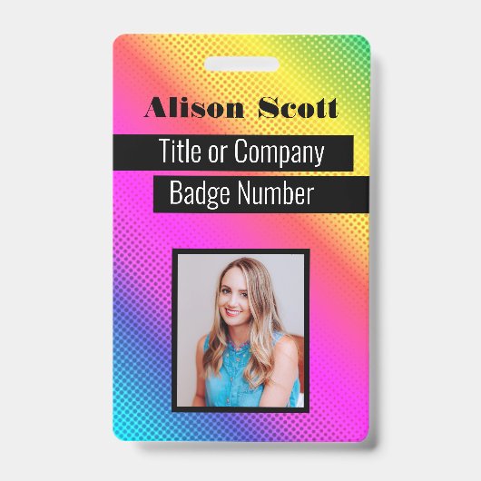 Picture ID Bright Neon Modern Rainbow Business Bad Ausweis (Vorderseite)
