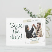 Picture Perfect Forest Green Text Save the Date Einladung (Stehend Vorderseite)