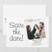 Picture Perfect Forest Green Text Save the Date Einladung (Vorne/Hinten)