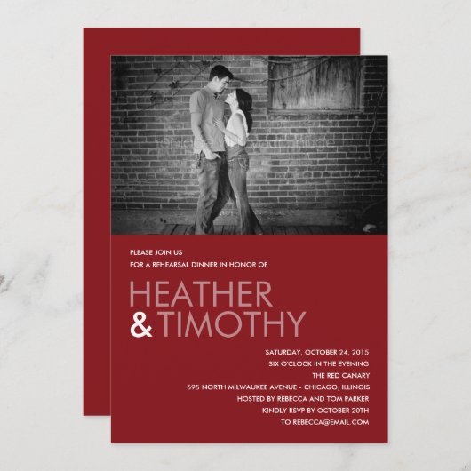 Picture Perfect Probe Dinner/Dusche Einladung (Vorne/Hinten)