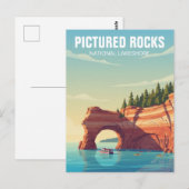 Pictured Rocks Michigan Reise Postkarte (Vorne/Hinten)
