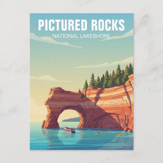 Pictured Rocks Michigan Reise Postkarte (Vorderseite)