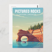 Pictured Rocks Michigan Travel Postkarte (Vorne/Hinten)