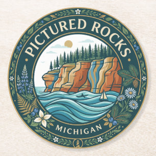 Pictured Rocks National Lakeshore Michigan Runder Pappuntersetzer