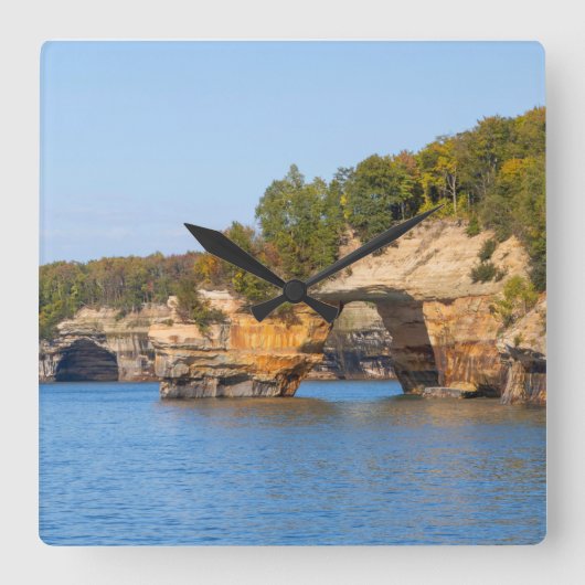 Pictures Rocks Lakeshore Clock Quadratische Wanduhr (Vorderseite)