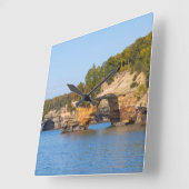 Pictures Rocks Lakeshore Clock Quadratische Wanduhr (Winkel)