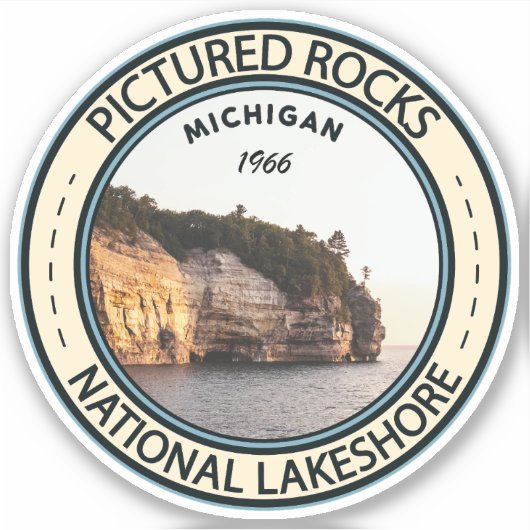 Pictures Rocks National Lakeshore Michigan Abzeich Aufkleber (Vorderseite)