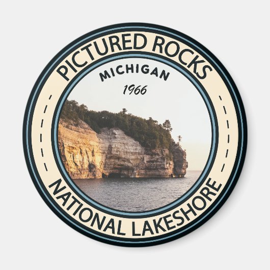 Pictures Rocks National Lakeshore Michigan Abzeich Magnet (Vorne)