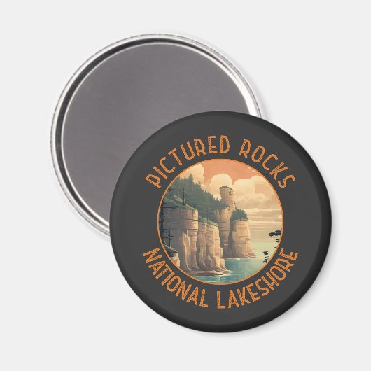 Pictures Rocks National Lakeshore Not Retro Magnet (Vorderseite/Rückseite)
