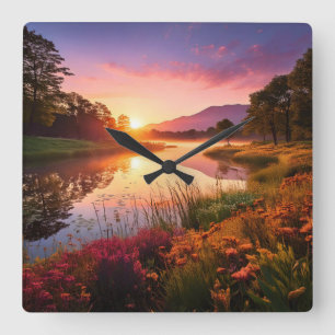 Pictures ucks (Romantische Landschaft) Quadratische Wanduhr