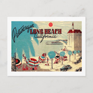 Picturesque Long Beach, Kalifornien Vintag Postkarte