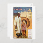 Picturesque Malaya Restured Vintage Travel Poster Postkarte (Vorne/Hinten)