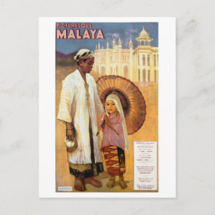 Picturesque Malaya Restured Vintage Travel Poster Postkarte