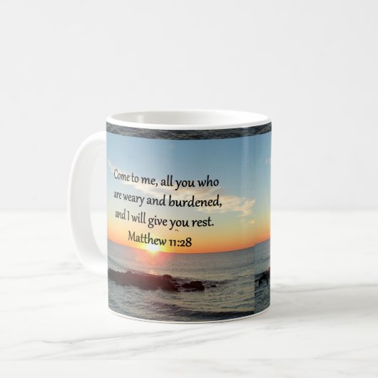 PICTURESQUE MATTHEW 11"28 SCRIPTURE VERSE KAFFEETASSE (Vorderseite Links)