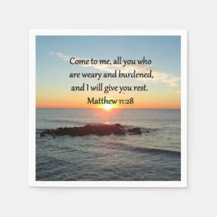 PICTURESQUE MATTHEW 11"28 SCRIPTURE VERSE SERVIETTE