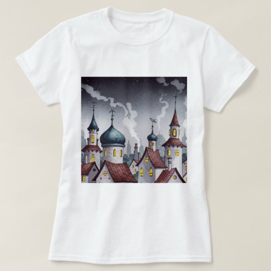Picturesque town at night  T-Shirt (Design vorne)