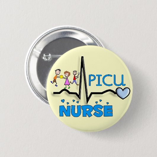 PICU Krankenschwester Geschenke-QRS Segment und Button (Vorne & Hinten)