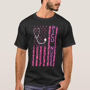 Picu Krankenschwester Leoparden Druck Rosa USA-Fla T-Shirt