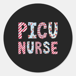 Picu Nurse Independence Day am 4. Juli American F Runder Aufkleber