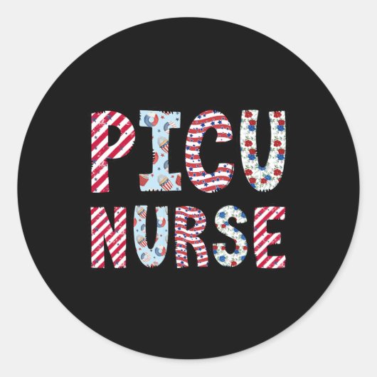 Picu Nurse Independence Day American Flag vom Juli Runder Aufkleber (Vorderseite)