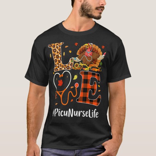 Picu Nurse Liebe Erntedank Leopard Stethoscope T T-Shirt (Vorderseite)
