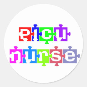 PICU NURSE PUZZLE PIECES RUNDER AUFKLEBER