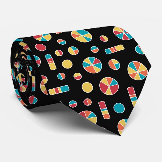 Pie Circles and Bars Pattern 271019v3 - Black Krawatte (Gerollt)