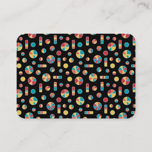 Pie Circles and Bars Pattern 271019v3 - Black Visitenkarte (Vorderseite)